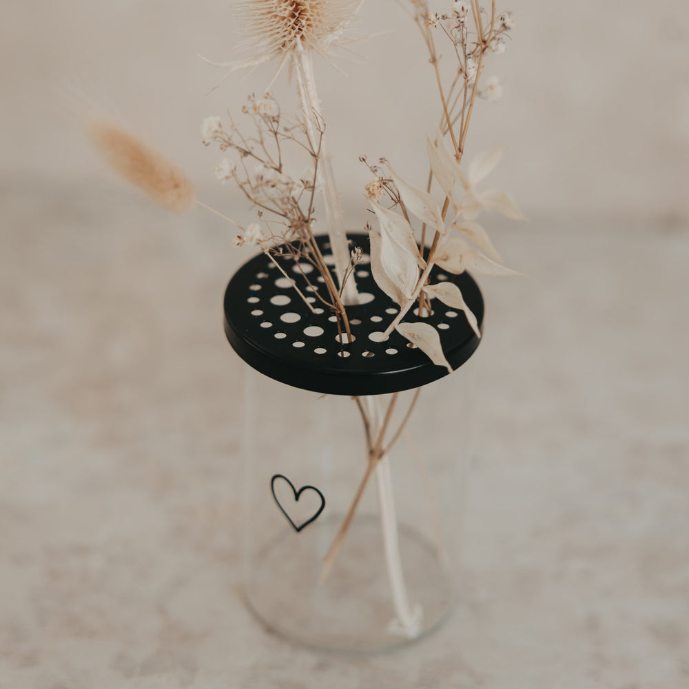Metalldeckel Blumenhalter Mini schwarz  (VE = 10 Stk.)