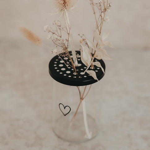 Metalldeckel Blumenhalter Mini schwarz  (VE = 10 Stk.)