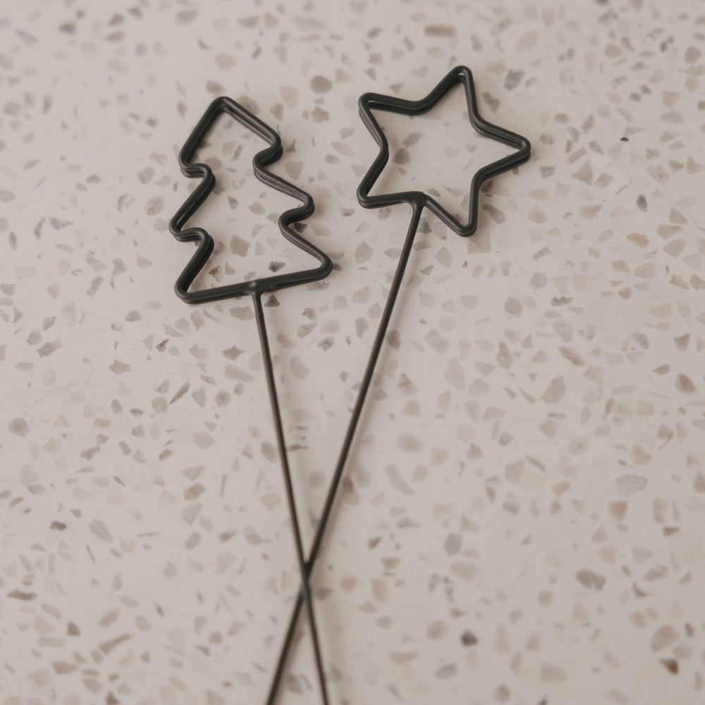 Metallstecker Karte Stern & Tanne groß 4er Set (VE = 4 Stk.)