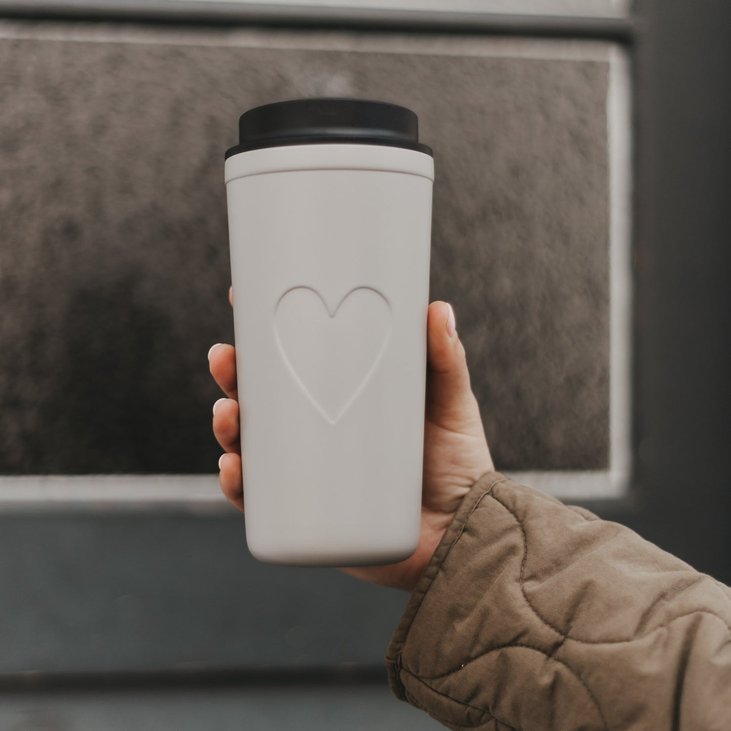To go Becher Herz grau 540ml (VE = 4 Stk.)