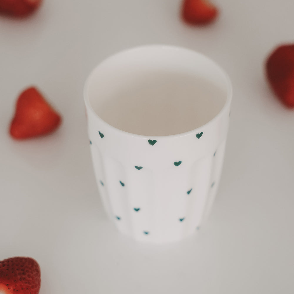 Becher kleine Herzen grün (VE = 4 Stk.)