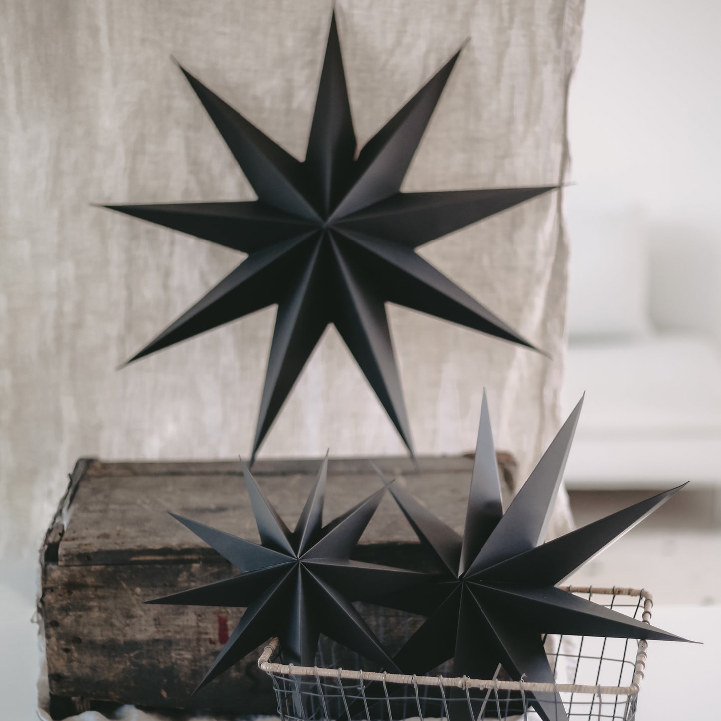 Étoiles en papier lot de 3 noir (VE = 6 lots)