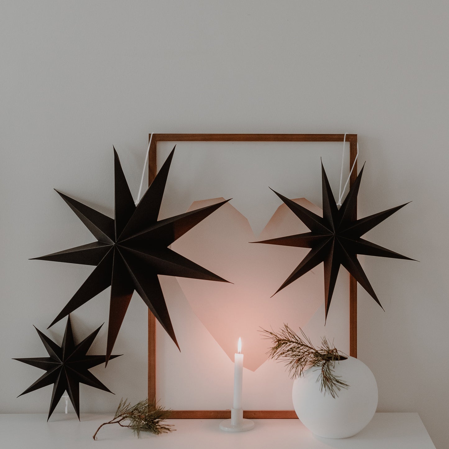 Étoiles en papier lot de 3 noir (VE = 6 lots)