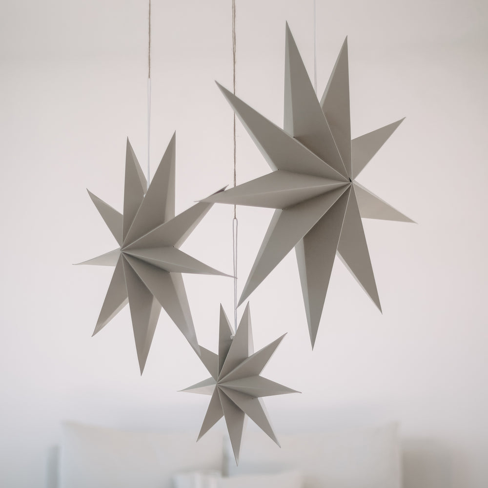 Étoiles en papier lot de 3 gris (VE = 6 lots)