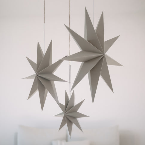 Étoiles en papier lot de 3 gris (VE = 6 lots)