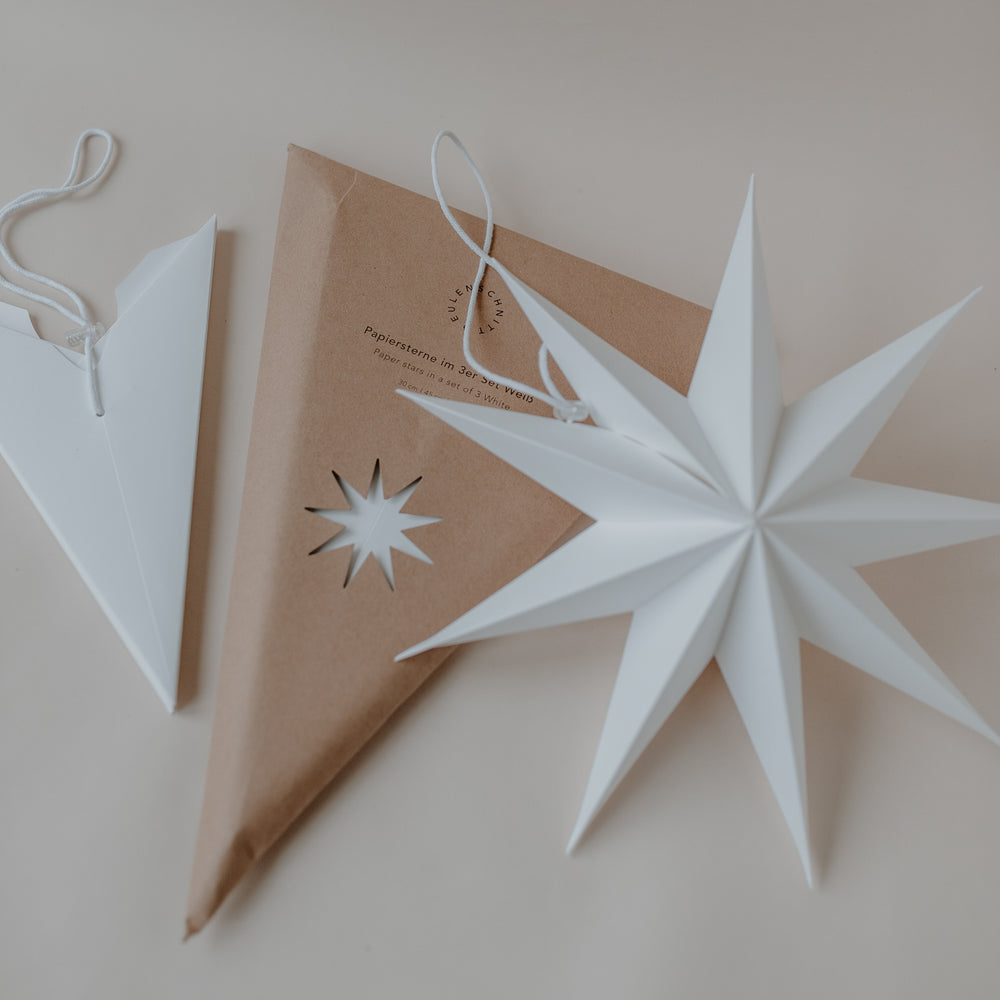 Papiersterne 3er Set weiß (VE = 6 Sets)