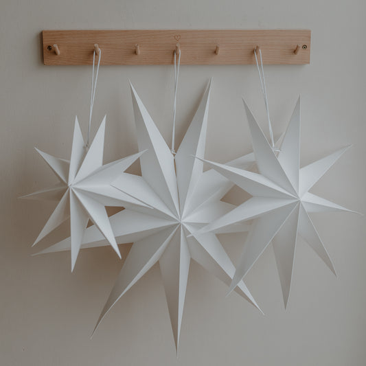 Étoiles en papier lot de 3 blanc (VE = 6 lots)