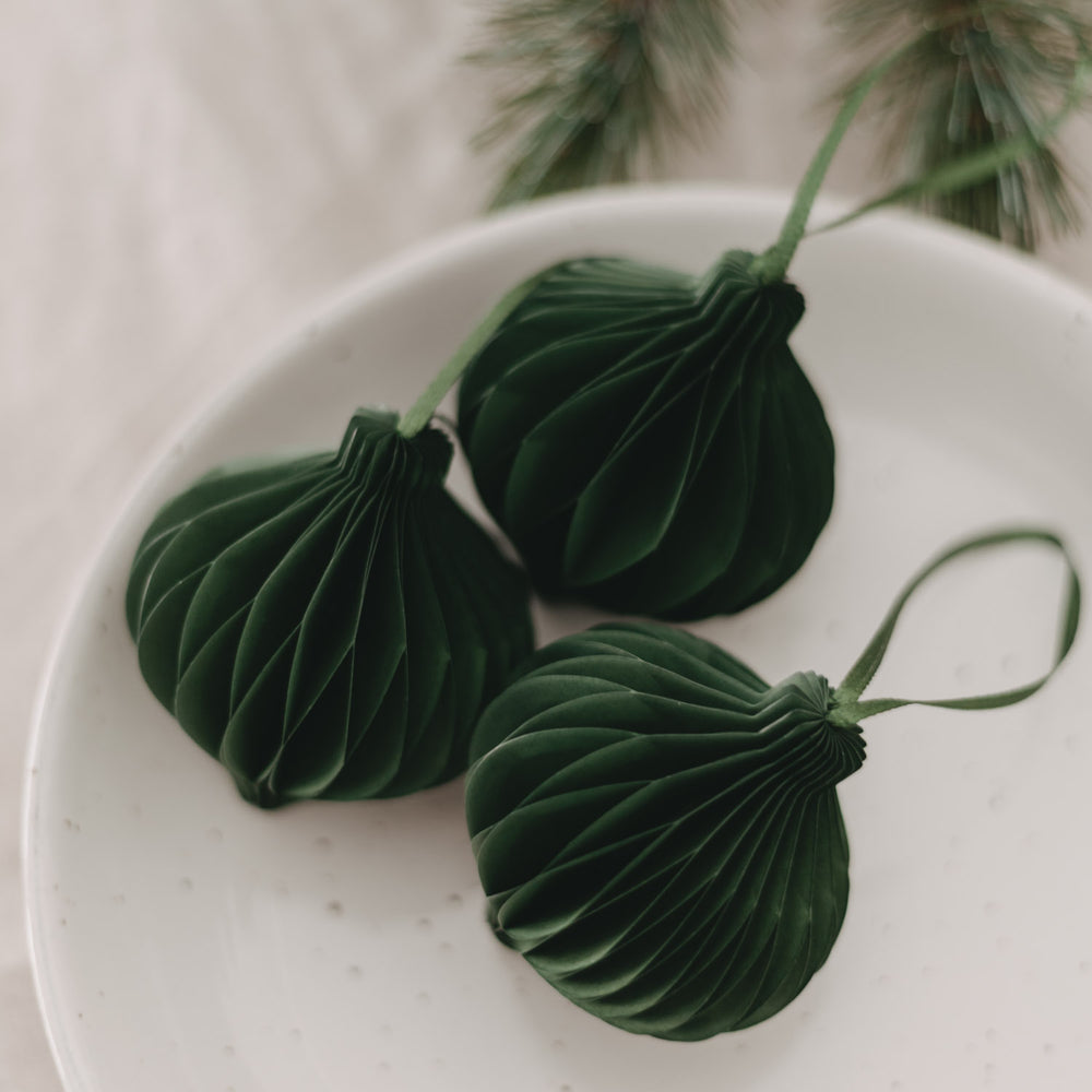 Étiquettes en papier lot de 3 7cm vert foncé (VE = 6 pcs)
