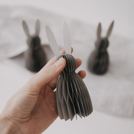 Papierhasen 3er Set klein grau (VE = 6 Stk.)