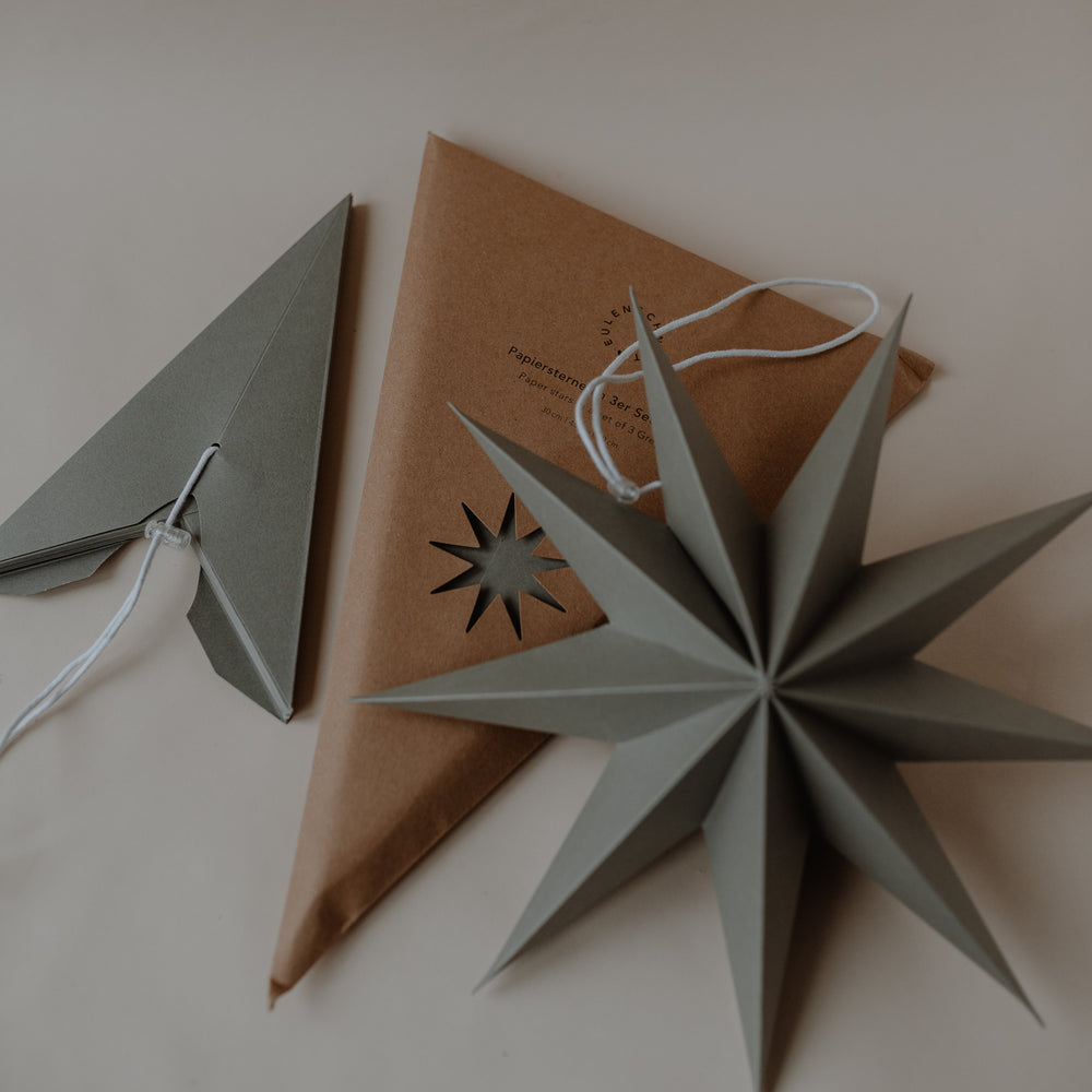 Papiersterne 3er Set grau (VE = 6 Sets)