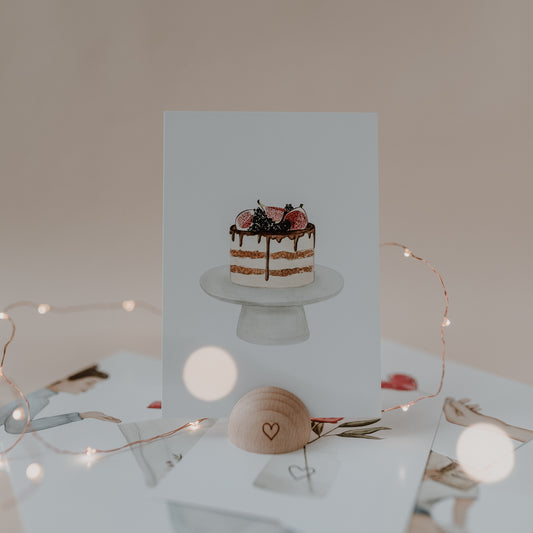 Aquarellkarte Naked Cake (VE = 10 Stück)