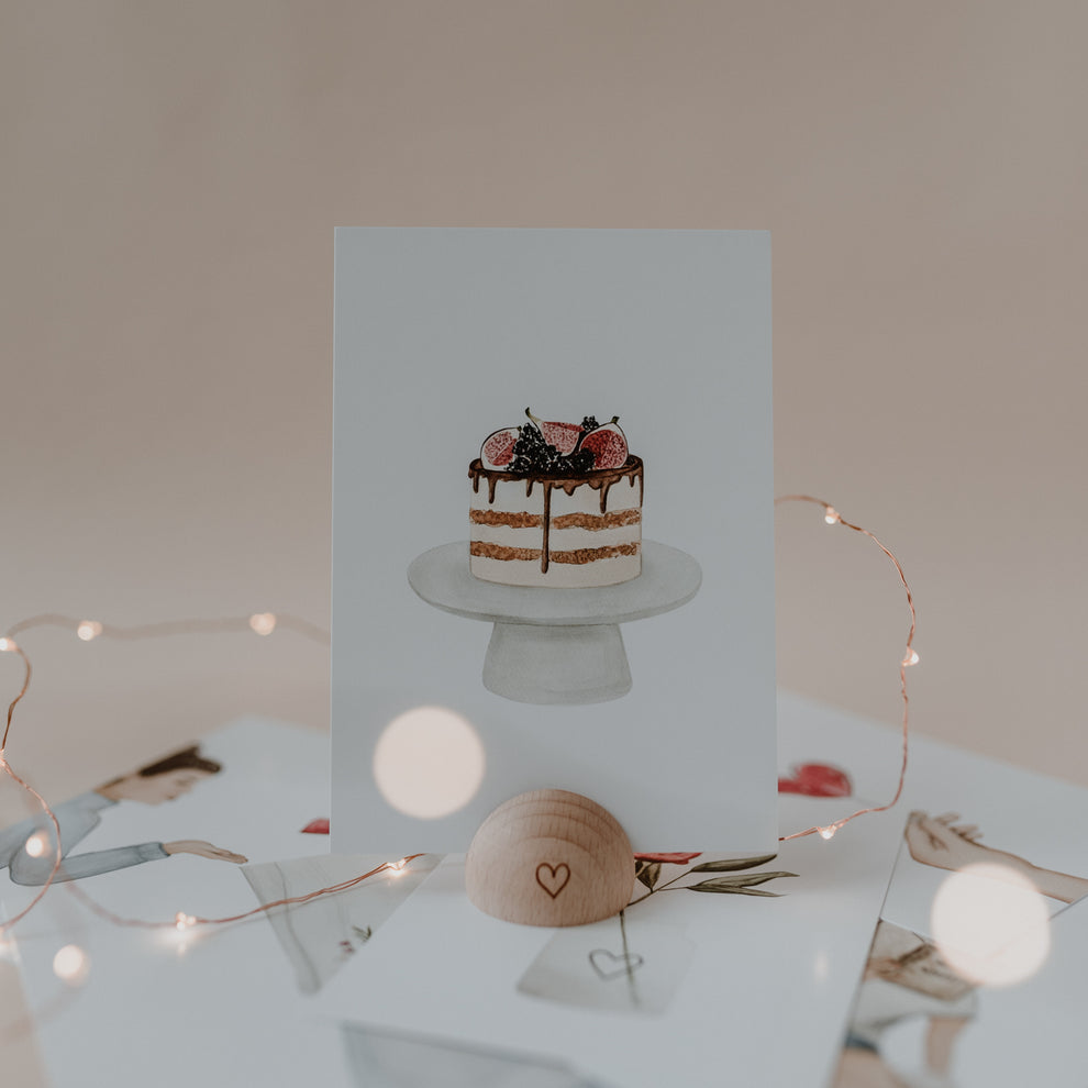 Watercolor card Naked Cake (PU = 10 pieces)
