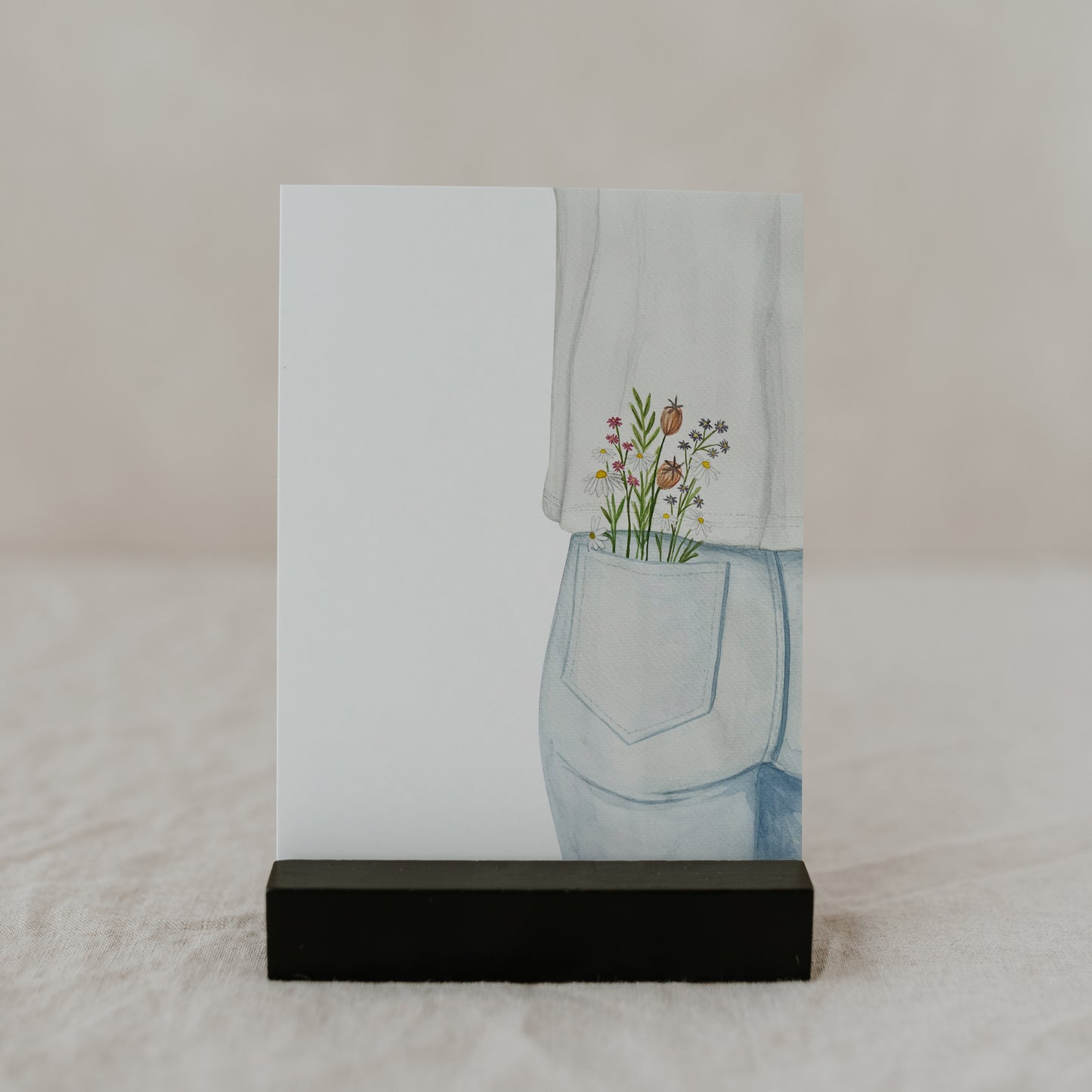 Watercolor card Flower Jeans (PU = 10 pieces)