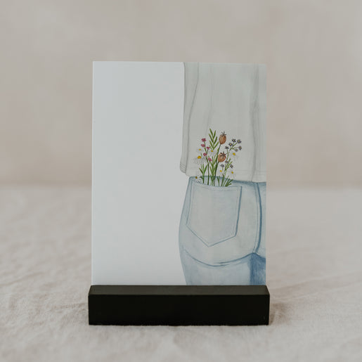 Watercolor card Flower Jeans (PU = 10 pieces)