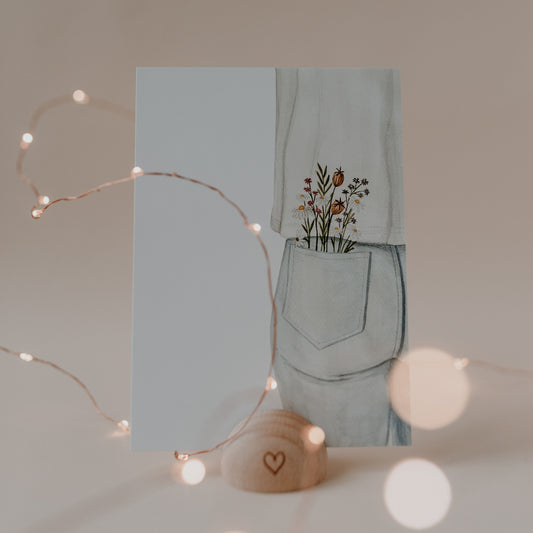 Aquarellkarte Flower Jeans (VE = 10 Stück)