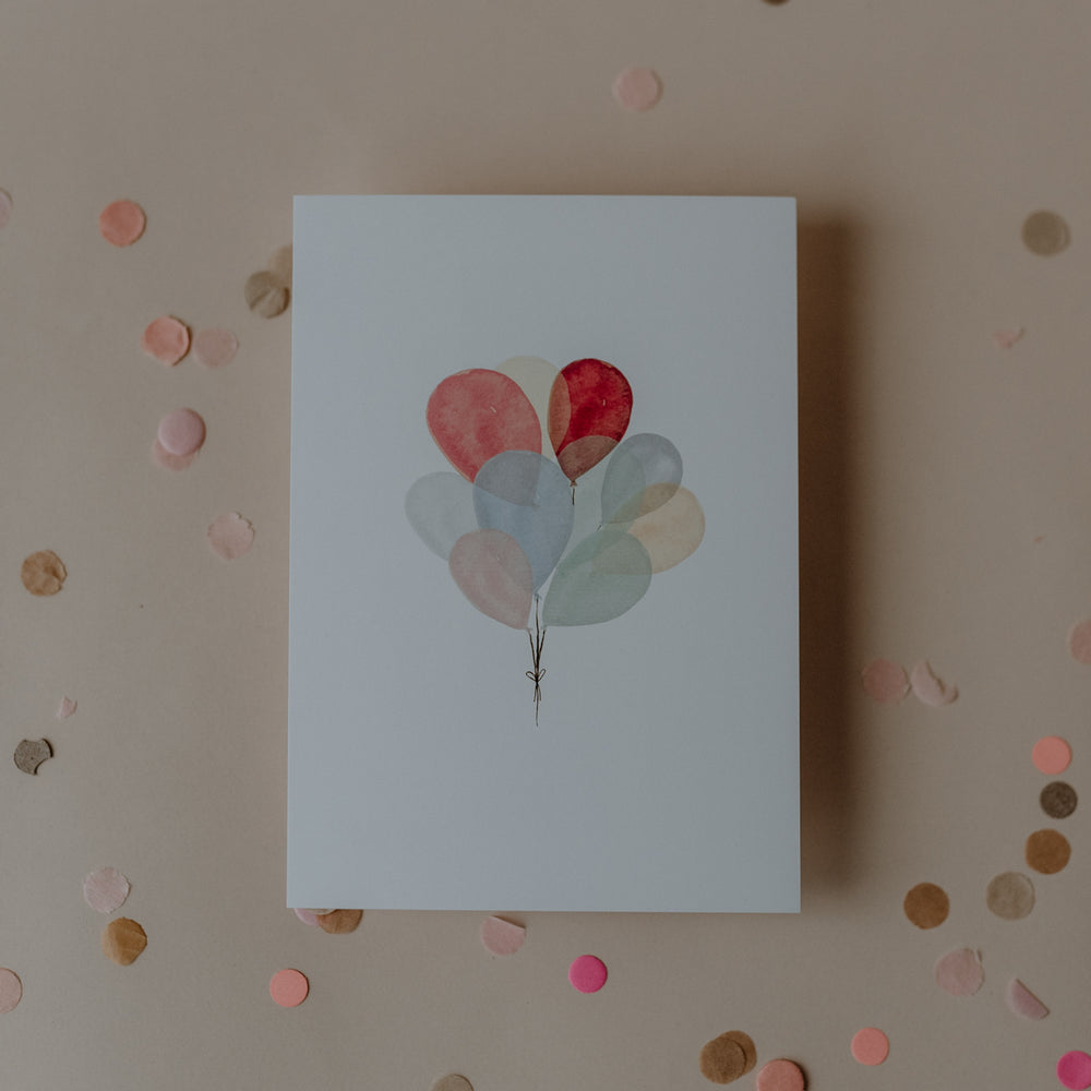 Watercolor card Balloons (PU = 10 pieces)