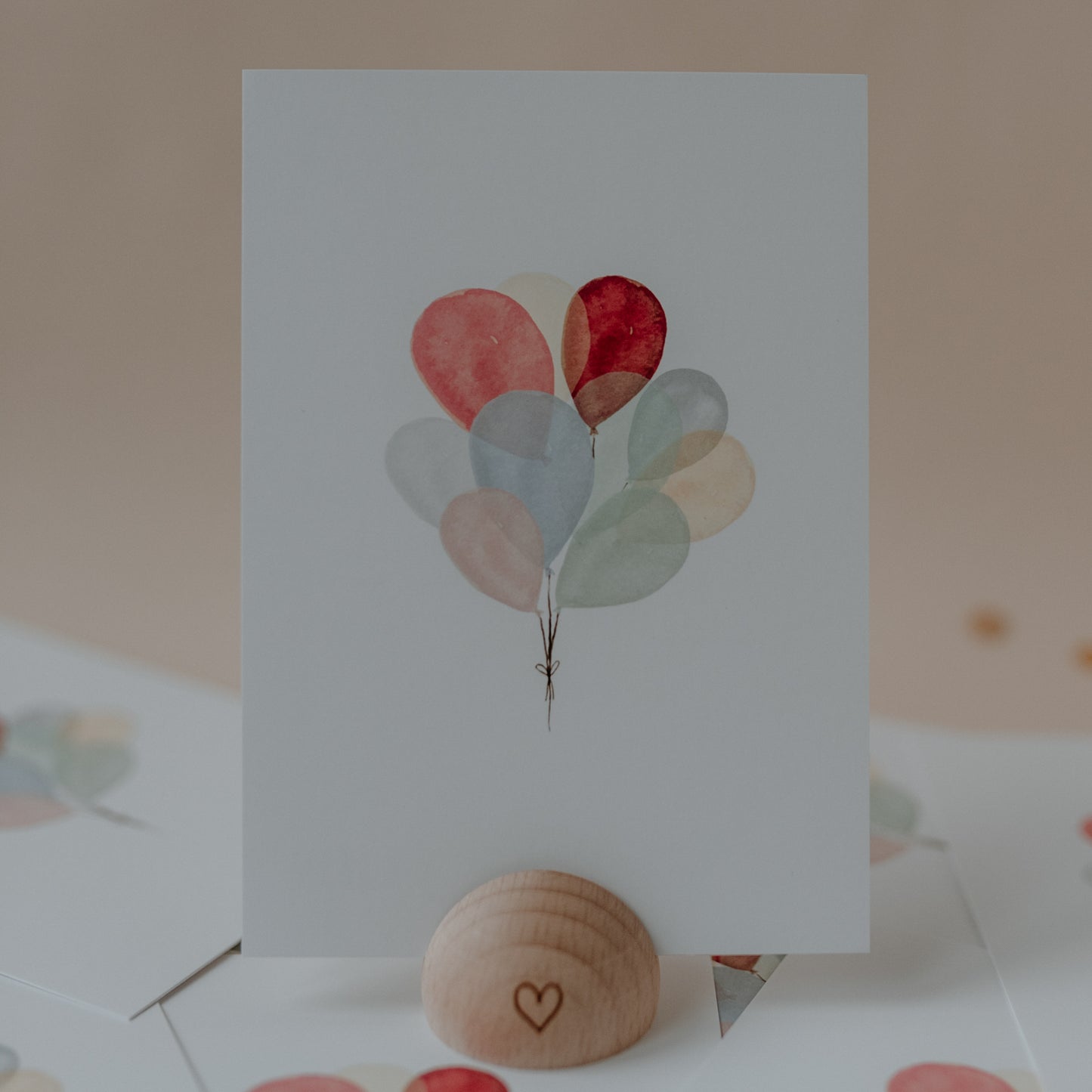 Watercolor card Balloons (PU = 10 pieces)