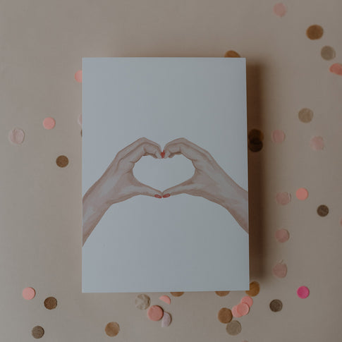 Aquarellkarte Heart Hands (VE= 10 Stk)