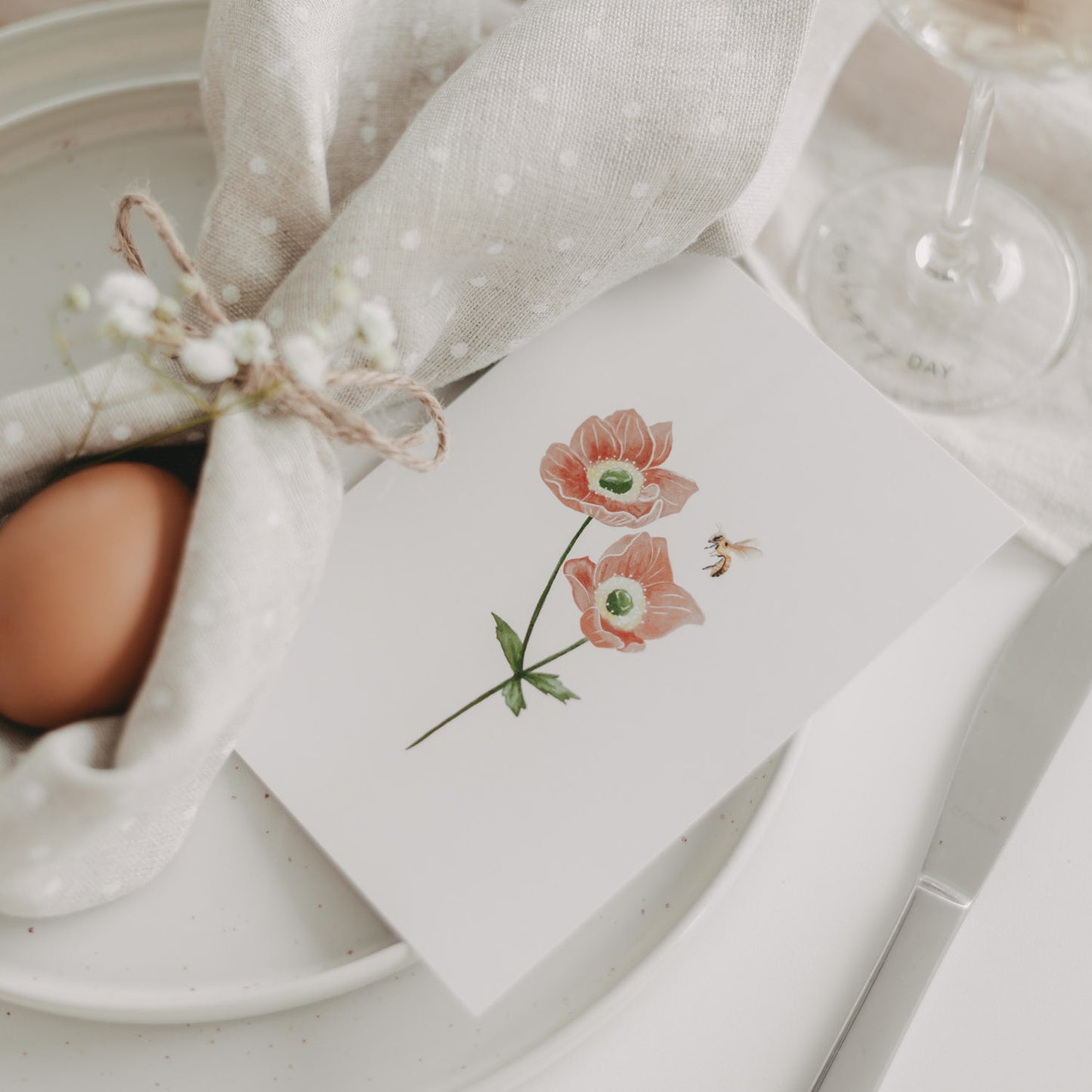 Watercolor card Flower Bee (VE = 10 pcs)