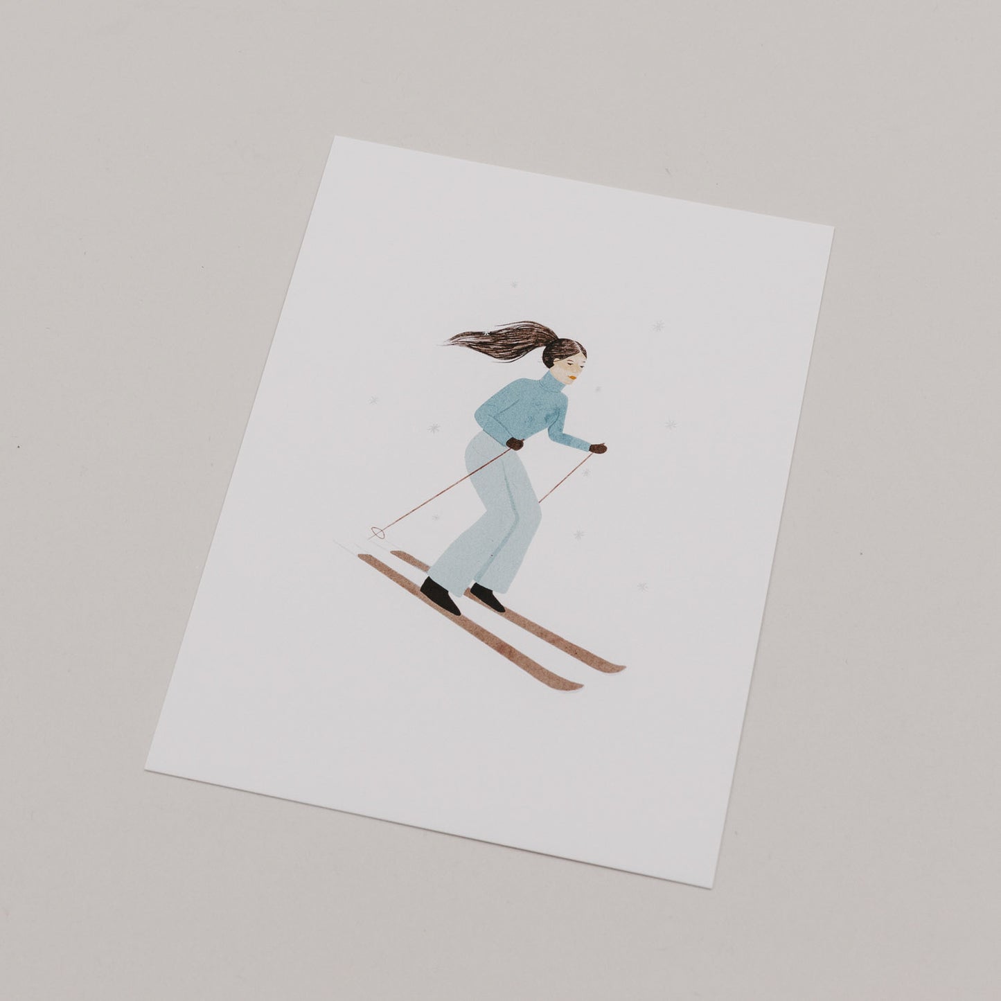 Aquarellkarte Ski girl (VE = 10 Stk)
