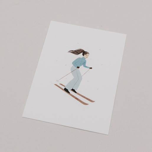 Aquarellkarte Ski girl (VE = 10 Stk)