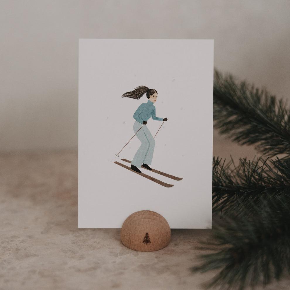 Aquarellkarte Ski girl (VE = 10 Stk)
