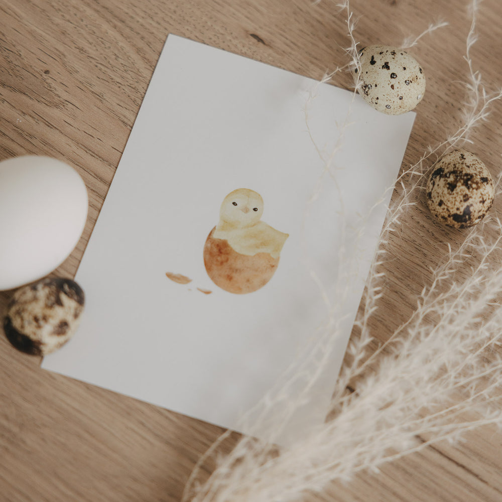 Aquarellkarte Chick in egg (VE = 10 Stk.)