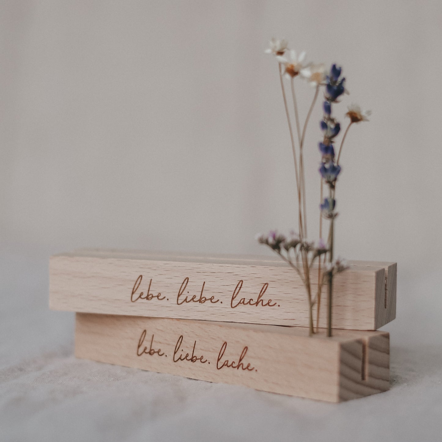 Card and flower holder 2-piece set - 12 cm Lebe Liebe Lache (VE= 6 sets)