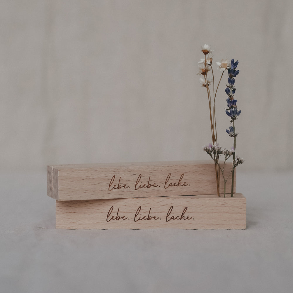 Card and flower holder 2-piece set - 12 cm Lebe Liebe Lache (VE= 6 sets)