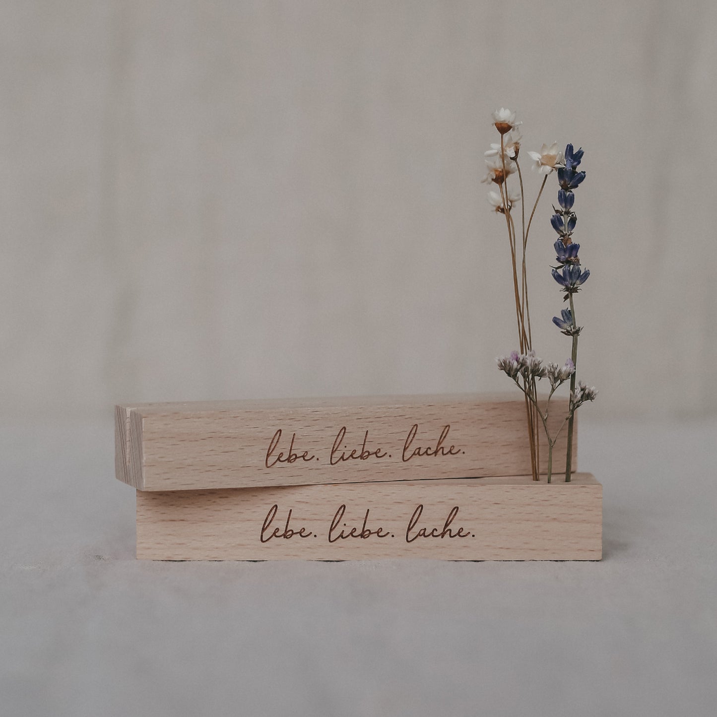 Card and flower holder 2-piece set - 12 cm Lebe Liebe Lache (VE= 6 sets)