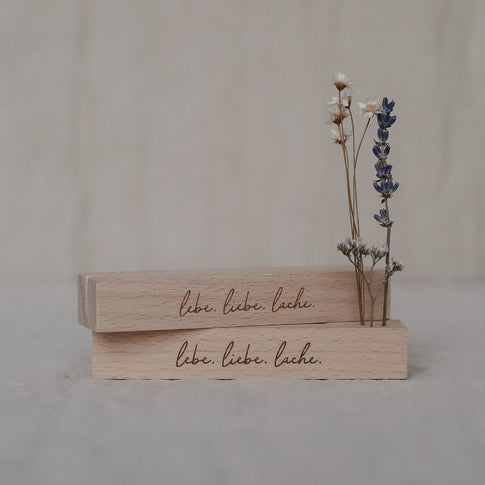 Card and flower holder 2-piece set - 12 cm Lebe Liebe Lache (VE= 6 sets)