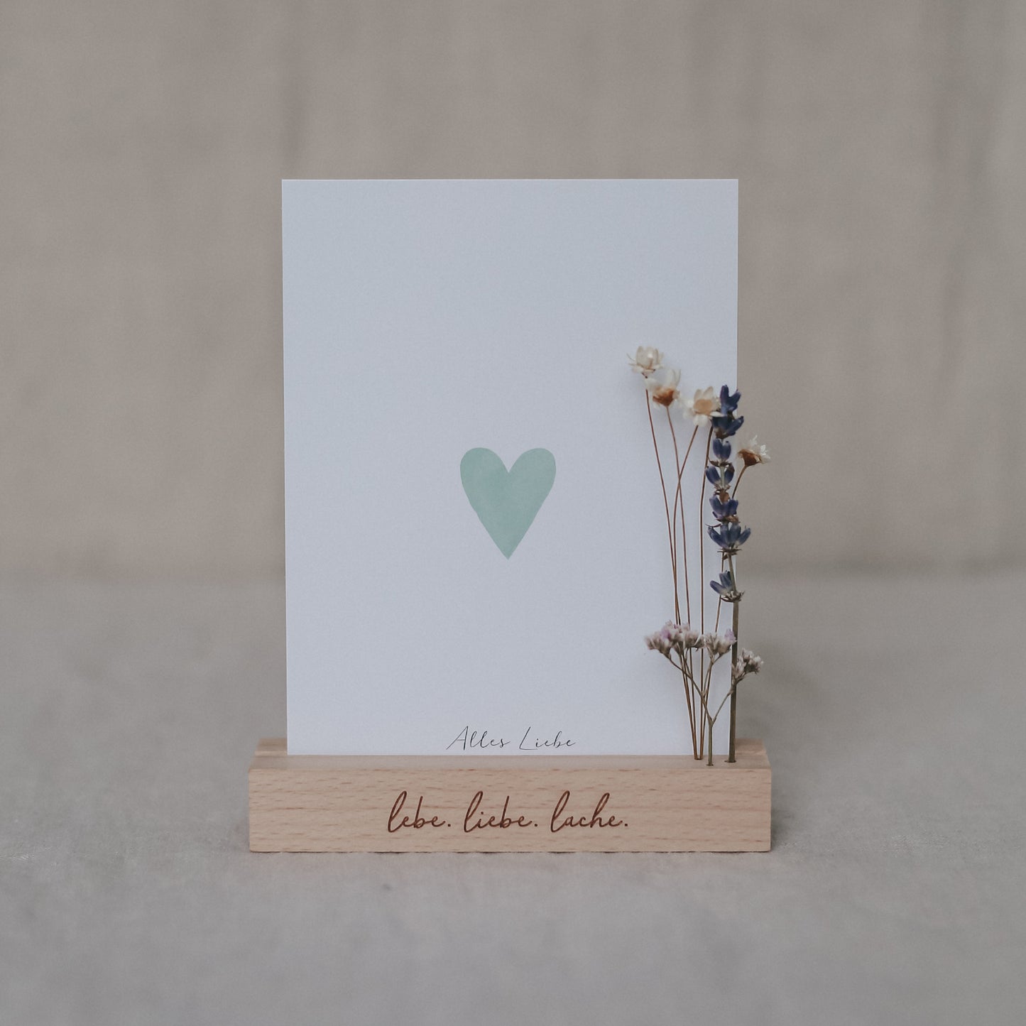 Card and flower holder 2-piece set - 12 cm Lebe Liebe Lache (VE= 6 sets)