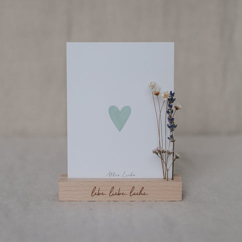 Card and flower holder 2-piece set - 12 cm Lebe Liebe Lache (VE= 6 sets)