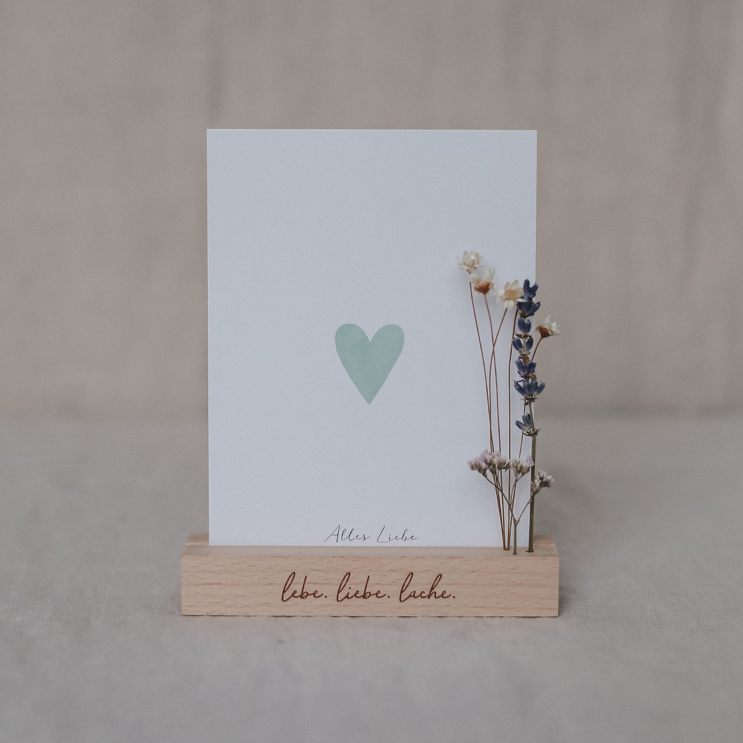 Card and flower holder 2-piece set - 12 cm Lebe Liebe Lache (VE= 6 sets)