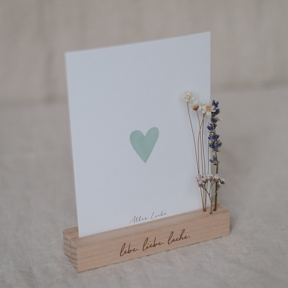 Card and flower holder 2-piece set - 12 cm Lebe Liebe Lache (VE= 6 sets)
