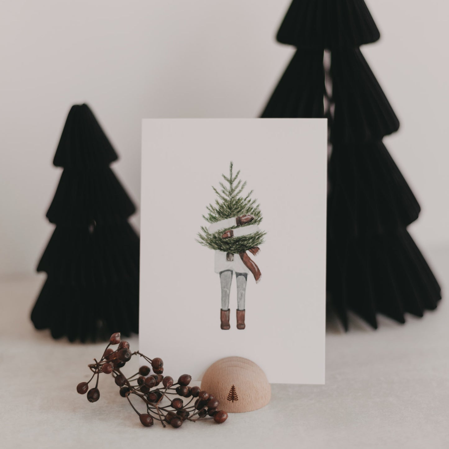Support de cartes demi-rond sapin (VE = 6 pcs)