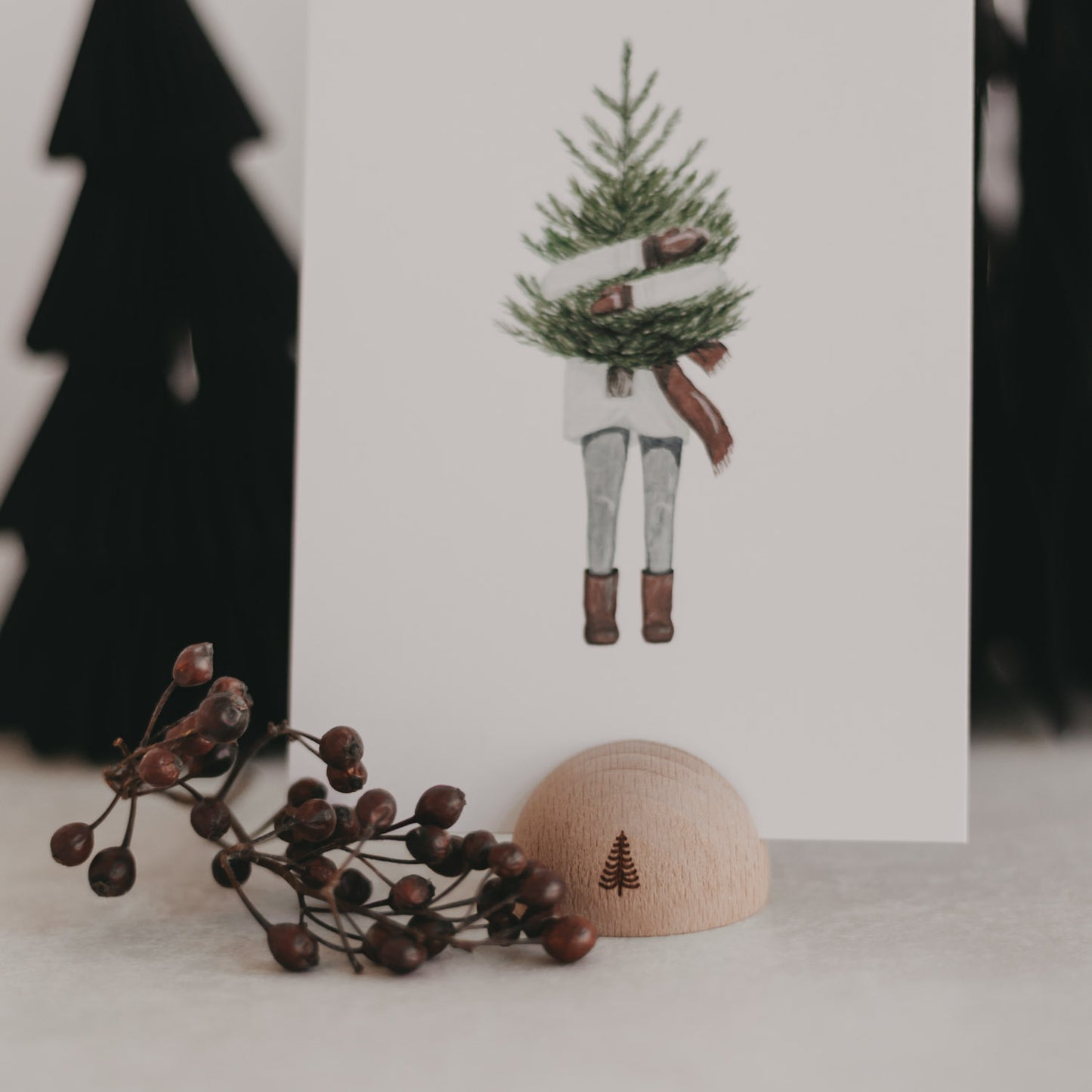 Support de cartes demi-rond sapin (VE = 6 pcs)