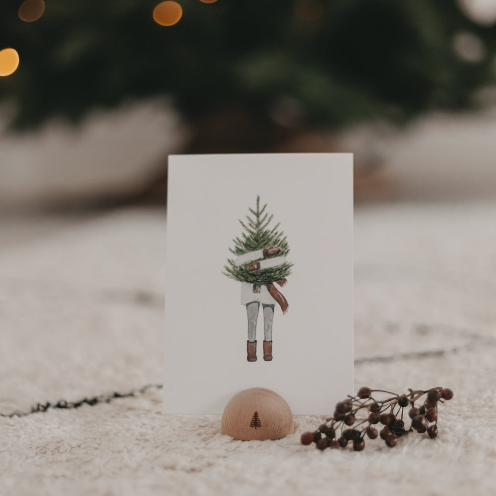 Support de cartes demi-rond sapin (VE = 6 pcs)