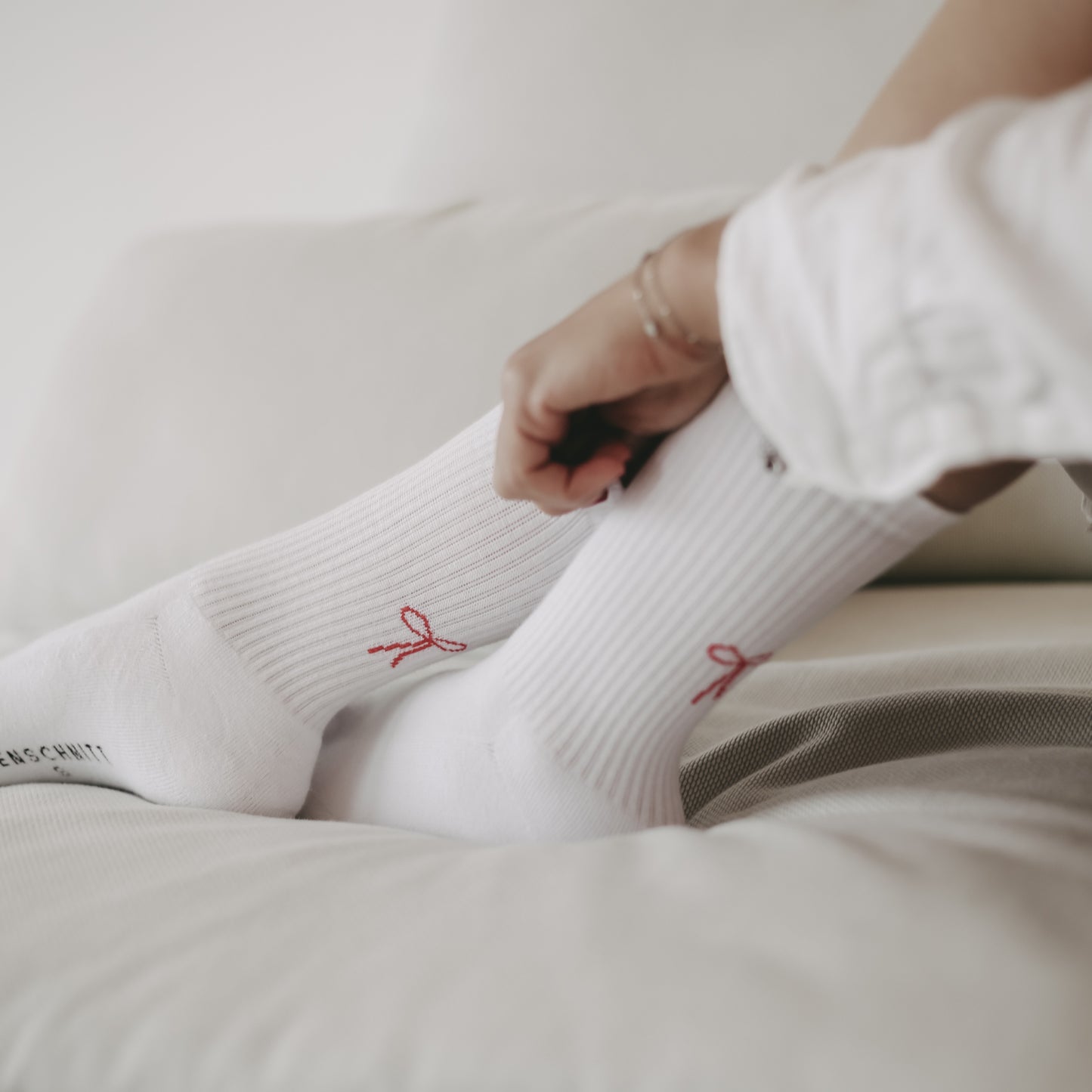 Chaussettes blanches avec nœud (VE = 5 pcs)