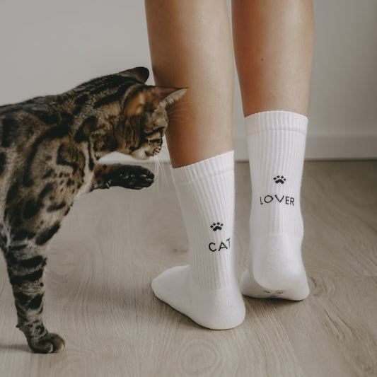 Socken weiß Cat Lover (VE = 5 Stk)
