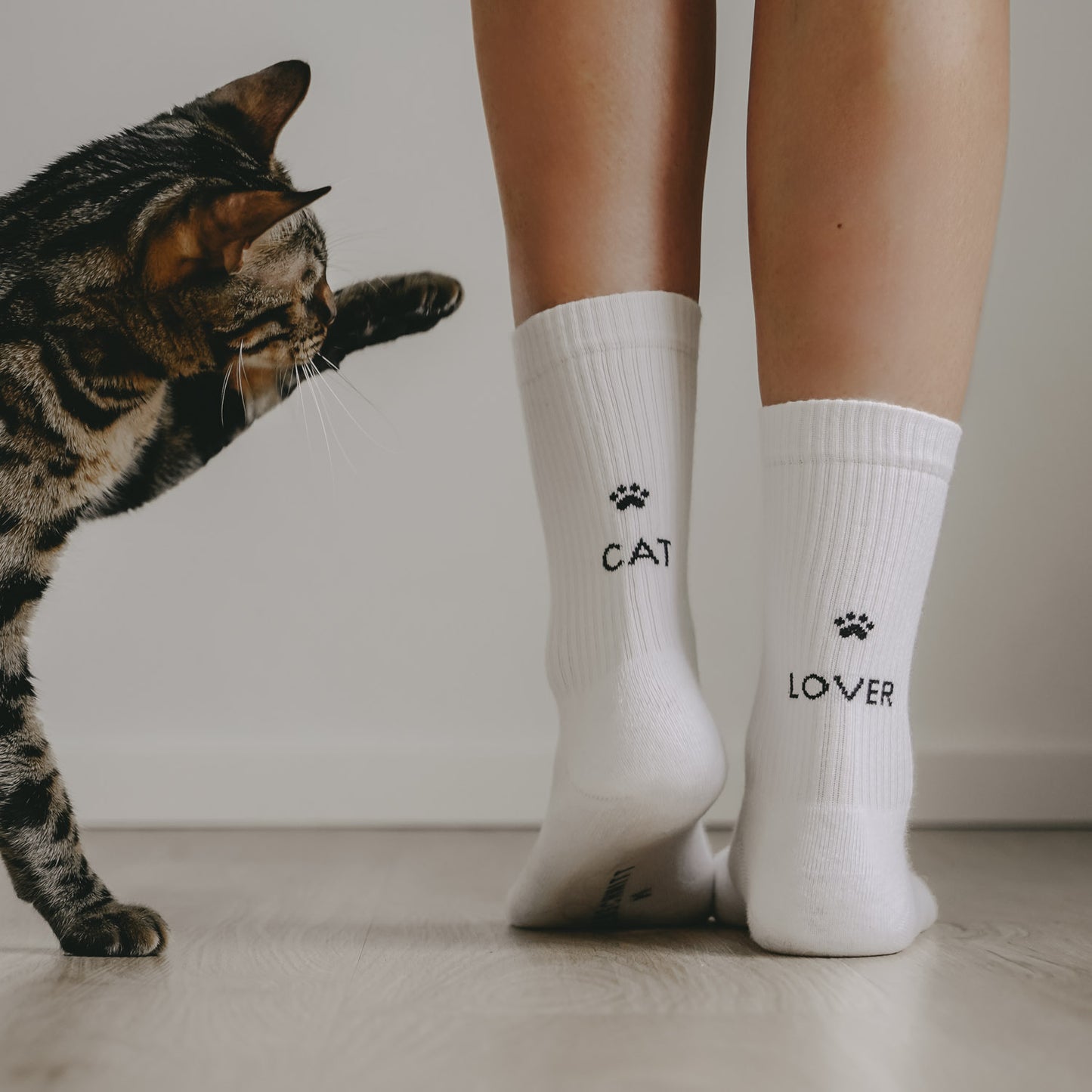 Chaussettes blanches Cat Lover (VE = 5 Stk)