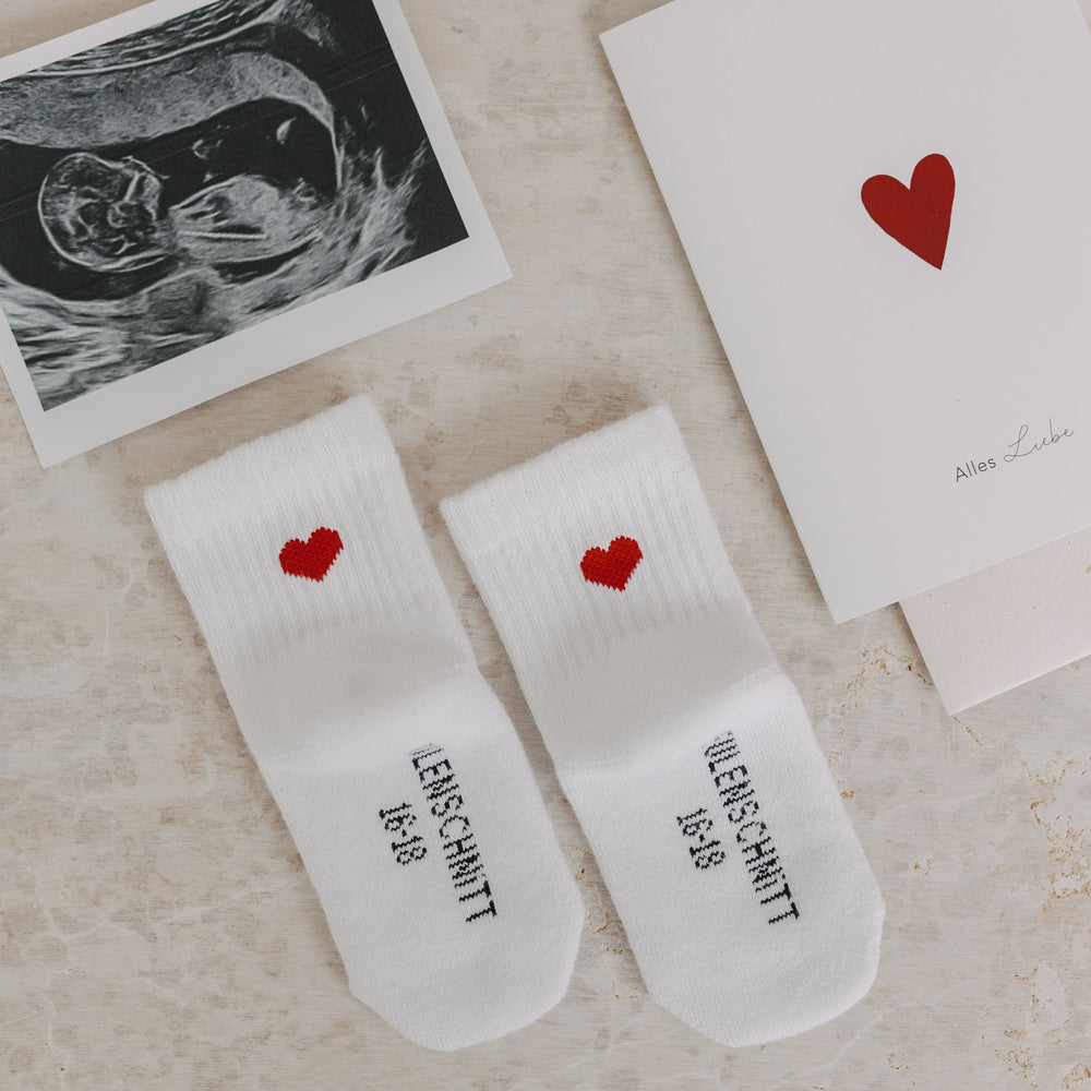 Babysocken Herz rot (VE = 5 Stk.)