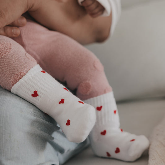 Babysocken Allover Herzen rot 16-18 (VE = 5 Stk.)