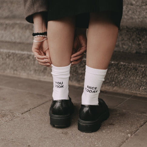 Chaussettes blanches Tu as l'air sympa aujourd'hui (VE = 5 pièces)