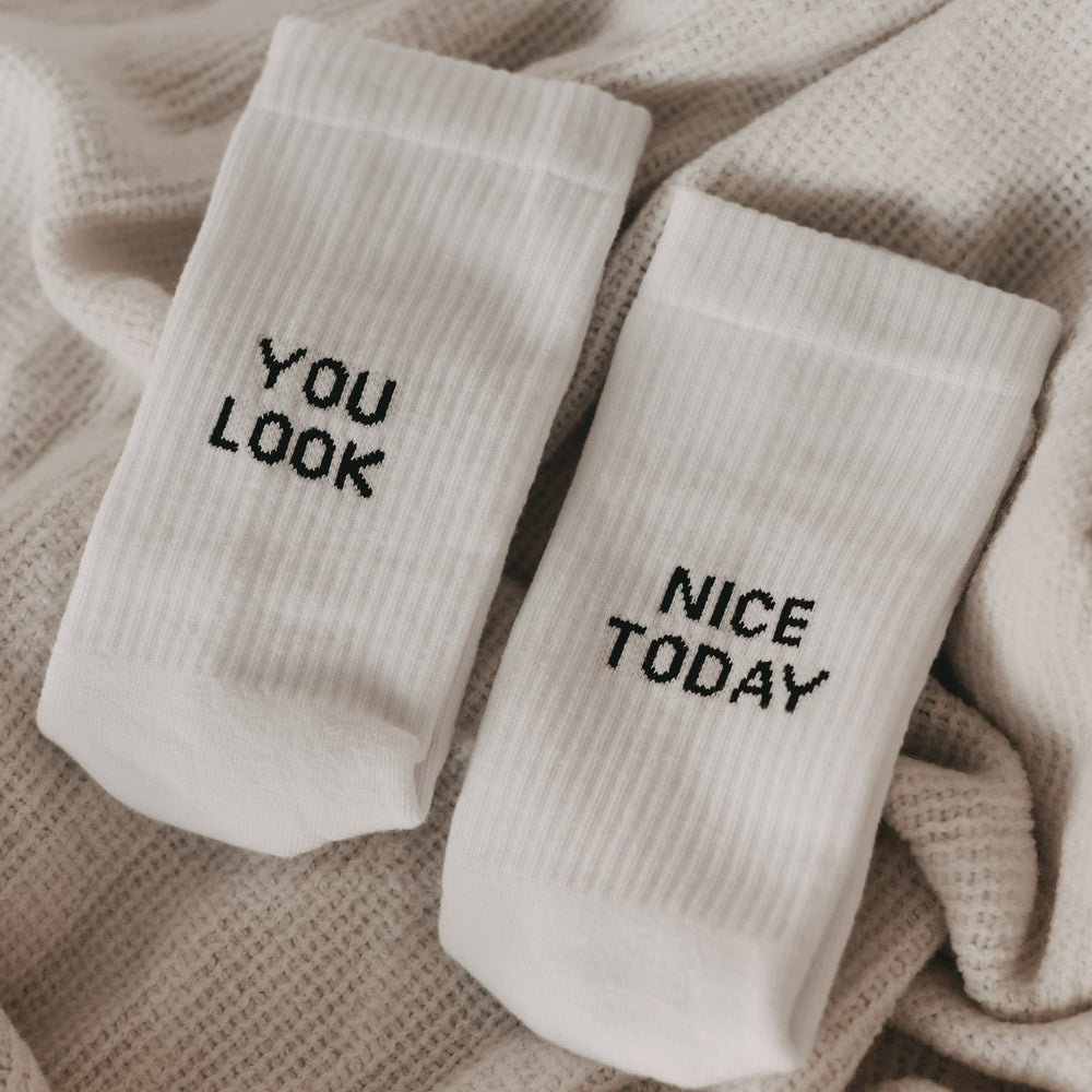 Chaussettes blanches Tu as l'air sympa aujourd'hui (VE = 5 pièces)