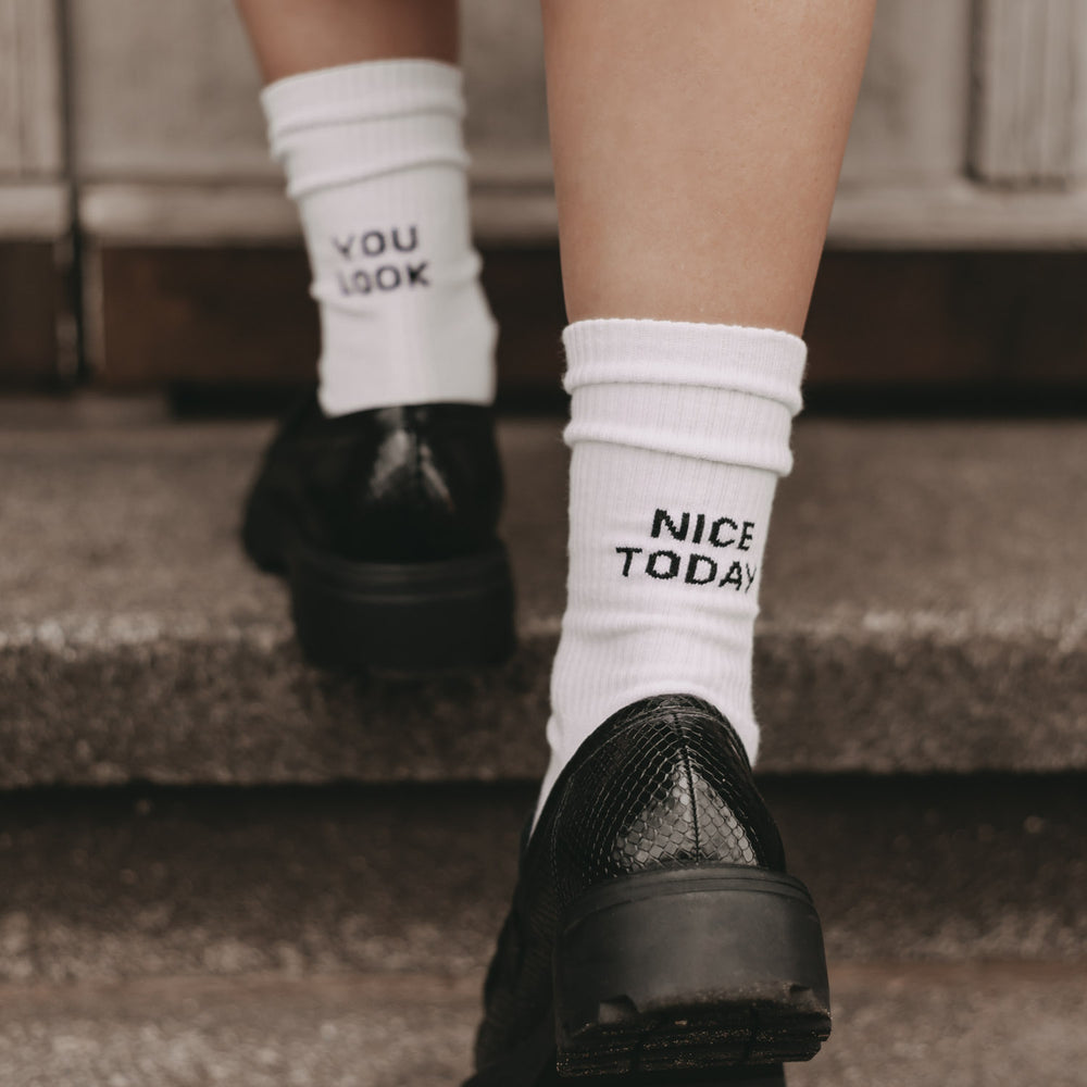 Chaussettes blanches Tu as l'air sympa aujourd'hui (VE = 5 pièces)
