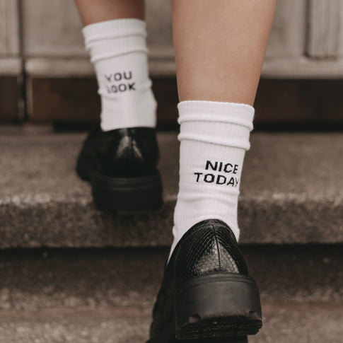 Chaussettes blanches Tu as l'air sympa aujourd'hui (VE = 5 pièces)