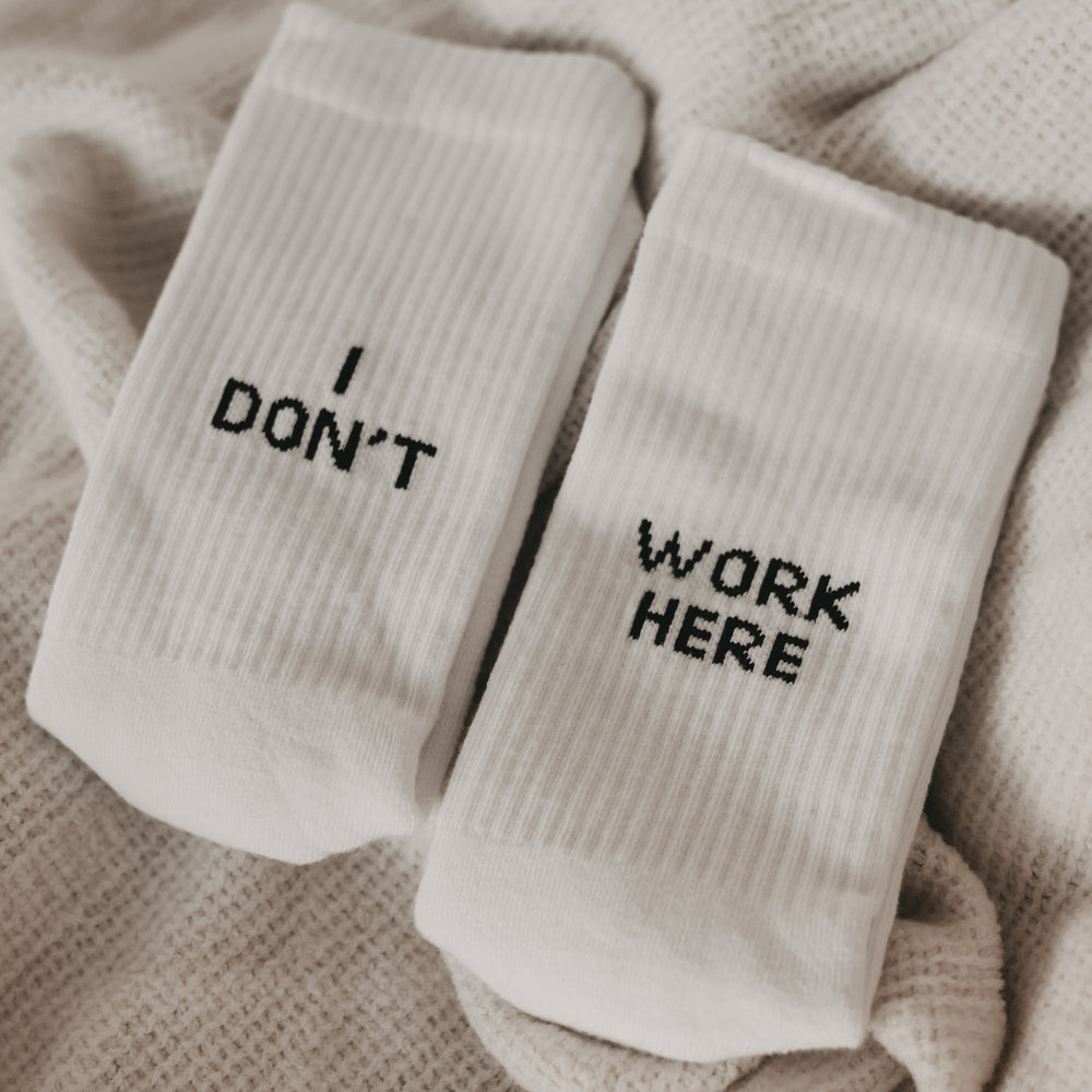 Socks white I don't work here (VE = 5 pieces)