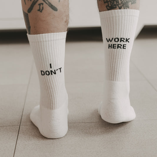 Socks white I don't work here (VE = 5 pieces)