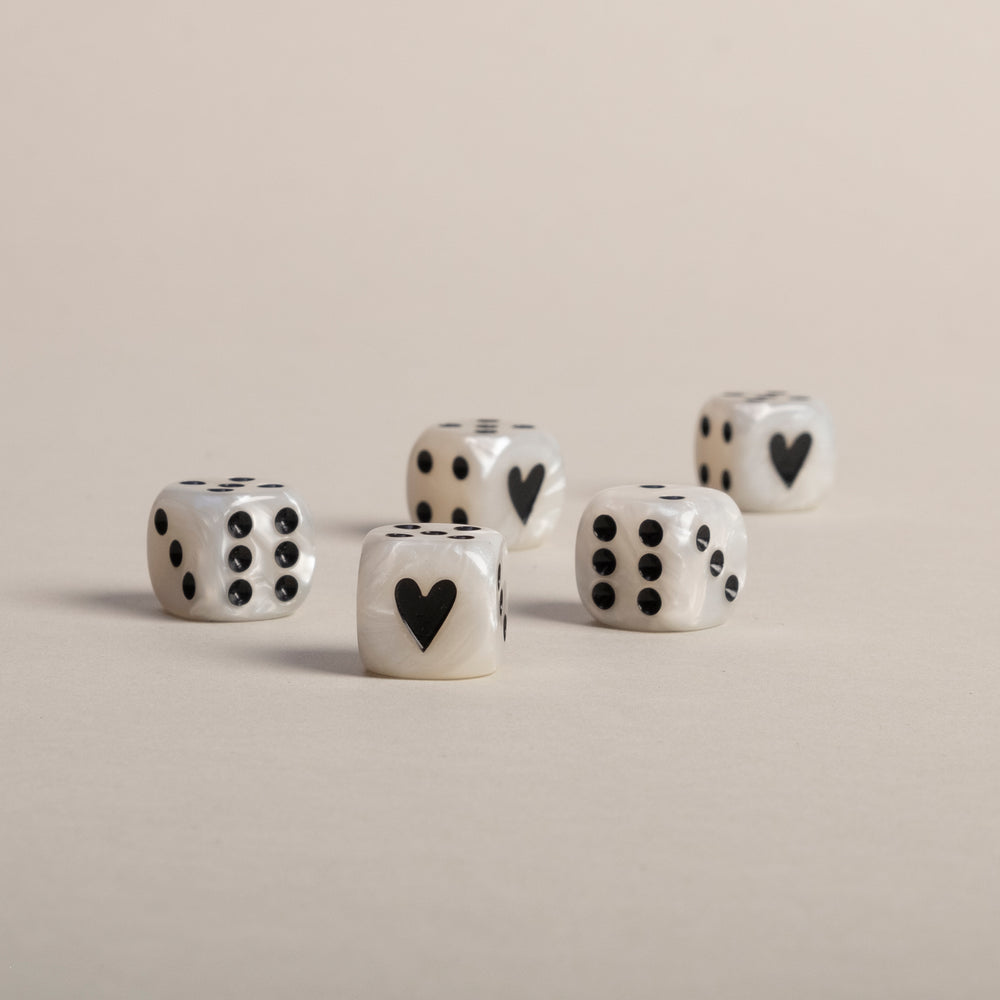 Dice set mother-of-pearl black (VE = 8 sets)